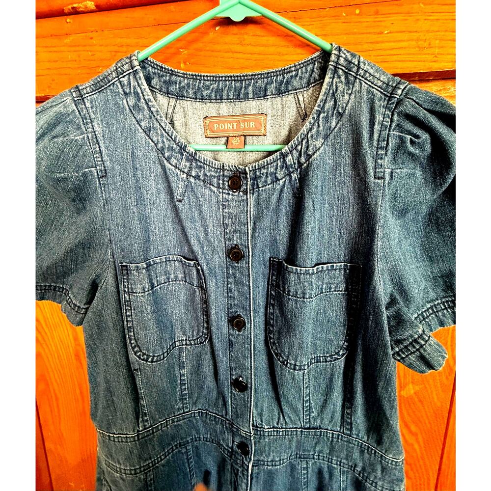 Vintage Style J.Crew Point Sur Puff Sleeve Denim Jumpsuit 12 - Picture 4 of 8
